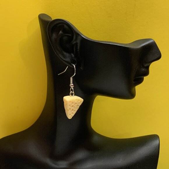 Cheese Earring, Funny Food Earring, Silly Earring, Gift Idea, Novelty Earring - Picture 3 of 5